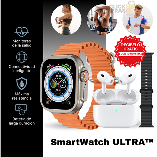 SmartWatch ULTRA™ + Auriculares Inalámbricos PRO 2ª generación